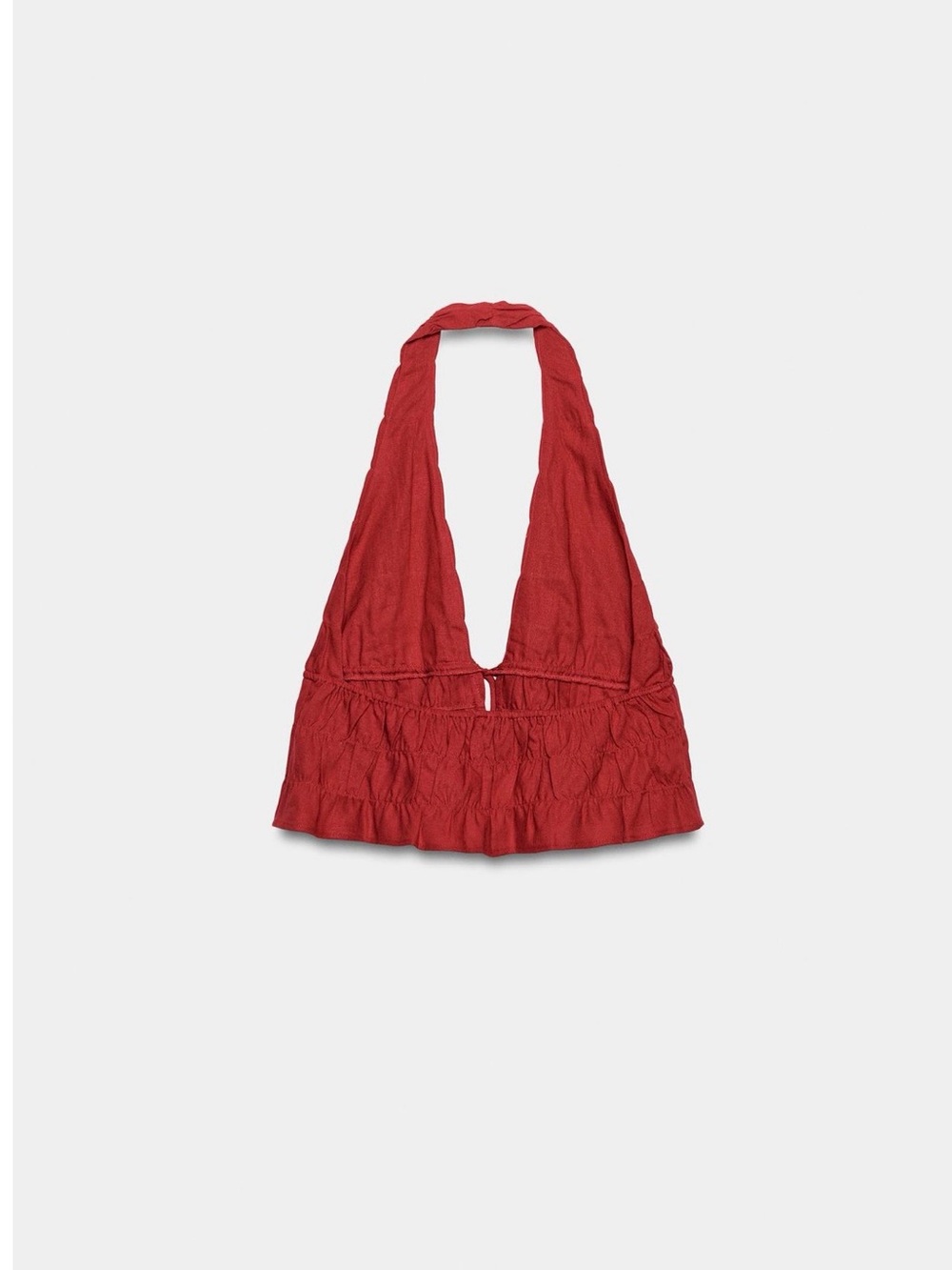 Zara Red Linen Halter Tiered Skirt Set - Picture 7 of 11